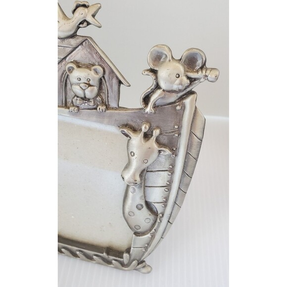 Malden Noahs Ark Metal 3.5X5 Picture Photo Frame Pewter Color Baby Nursery Decor - Picture 3 of 10